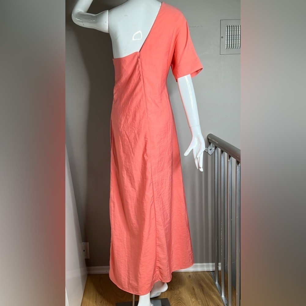COS Sz 10 Coral Long One Cap Sleeve Back Zip Double Pocket Dress Peach - Picture 3 of 8